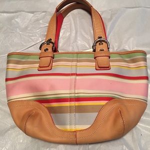 Coach Hampton Multicolor striped tote